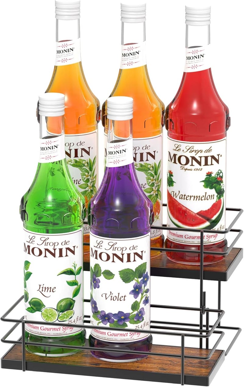 Alyoen Coffee Syrup Rack Organizer, Syrup Holder Stand for Coffee Bar, 6 Bottles Small Coffee Bar Organizer Shelf, Coffee Station Organizer for Countertop Wine, Liquor - Image 1
